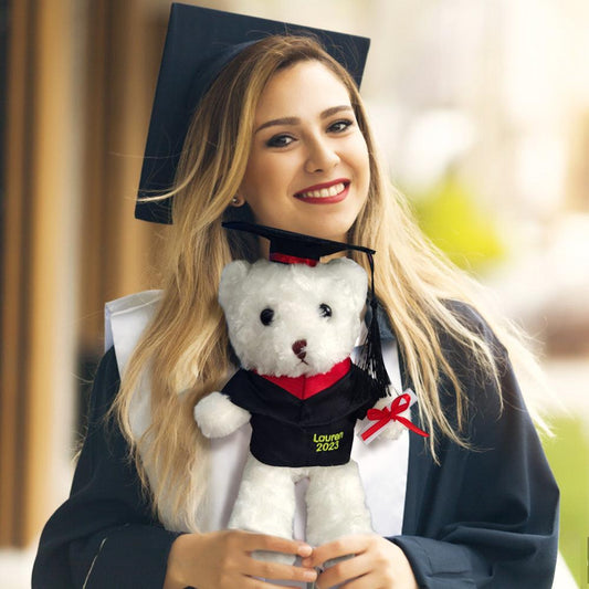 Gradu-Buddy - Personalized Plush Graduation Teddy Bear Gift with Custom Robe, Name, and Year - Unique Memento