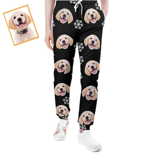 Paw-some Pups - Custom Dog Face Christmas Sweatpants Unisex Joggers for Comfort and Style - Unique Memento