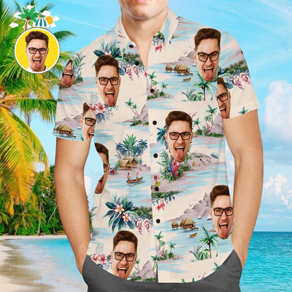 Aloha Face - Custom Hawaiian Shirts with Mountains and Rivers Print, Men's All Over Beach Shirt - Unique Memento