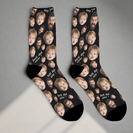 Best Dad Face Socks - Personalized Father's Day Gift with Custom Photo Print, Breathable Comfort - Unique Memento