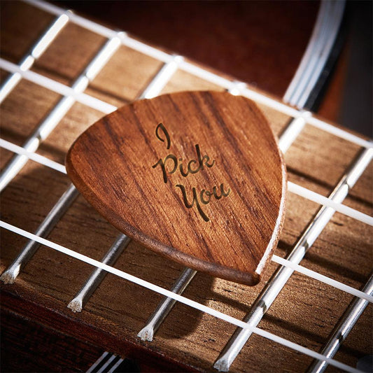 Personalized Wooden Guitar Picks - Custom Text Plectrum Gift for Boyfriends, Girlfriends, and Guitarists - Unique Memento