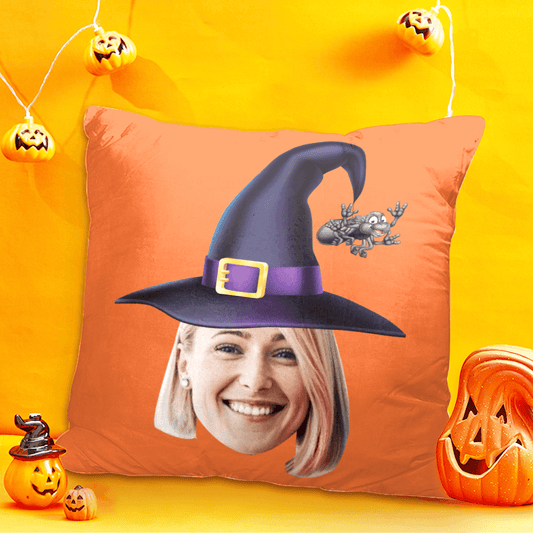Witch's Delight - Personalized Halloween Custom Face Pillow Throw Cushion Decor - Unique Memento
