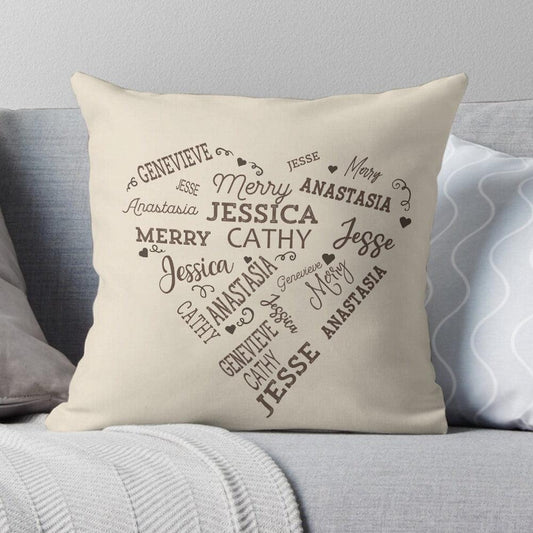 Heart's Embrace - Personalized Custom Throw Pillow with Names & Text, Perfect Romantic Gift for Her - Unique Memento