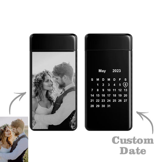 LoveLite - Custom Photo Calendar Lighter Engraved for Couples, Unique Valentines Day Gift Idea - Unique Memento