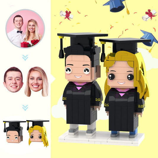 Custom Grad Brick Buddies - Personalized Graduation Gift Figures, Customizable Head-to-Toe Block Toy - Unique Memento