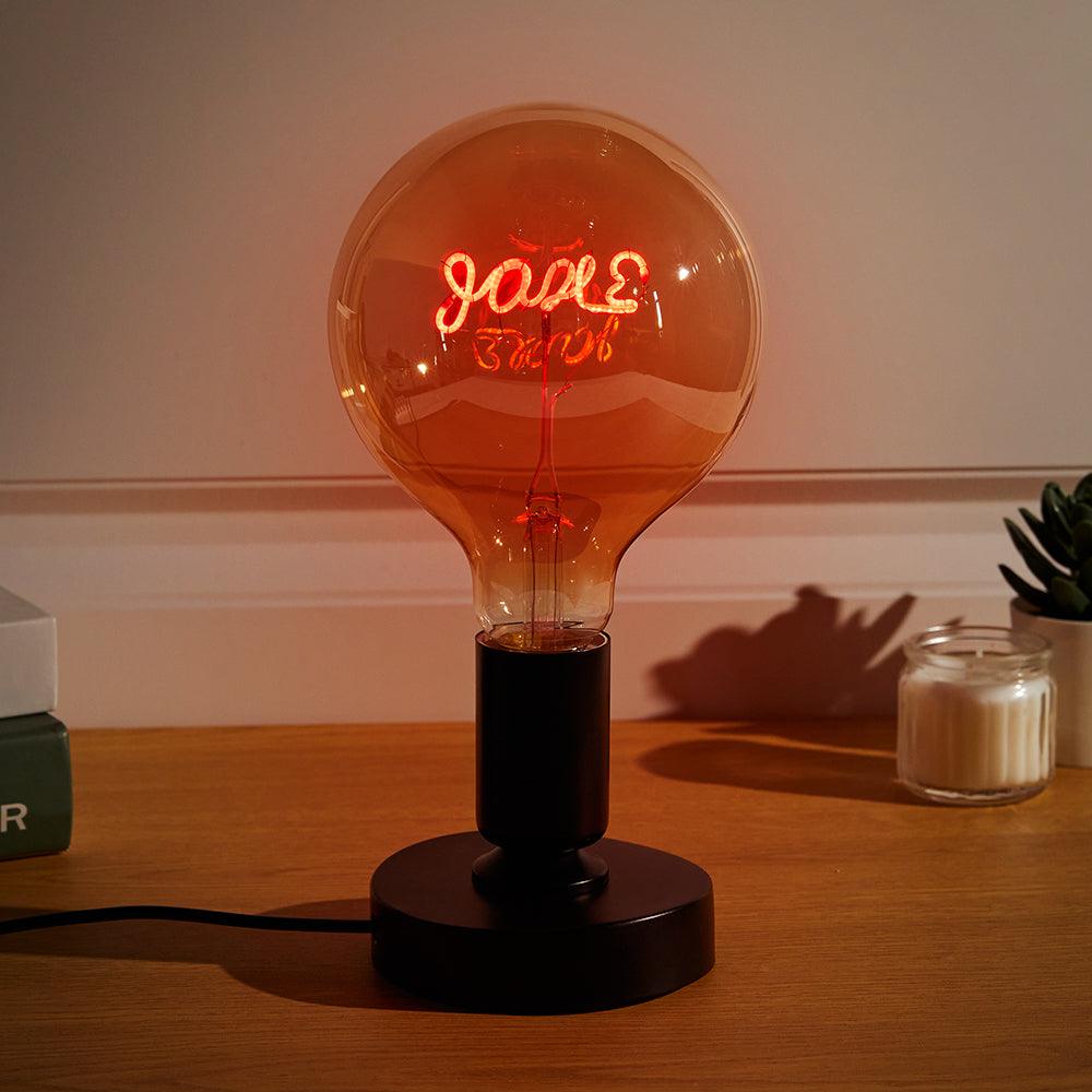 Timeless Glow: Personalized Edison-Style LED Filament Lamp - A Nostalgic Warm Yellow Light for Cozy Evenings - Unique Memento