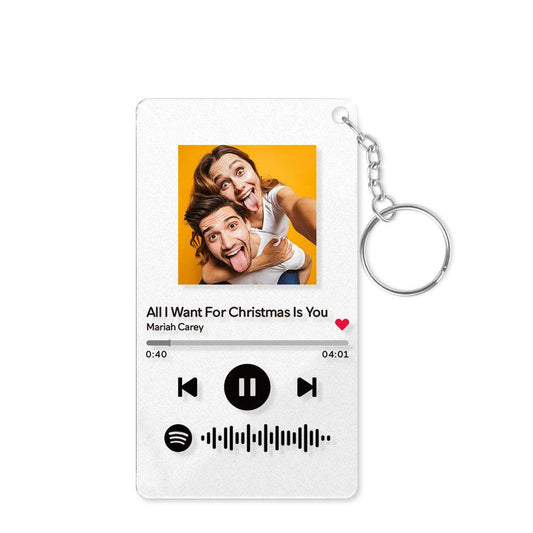 Harmony Keychain - Custom Photo & Music Song Code Acrylic Keychain - Unique Scan & Play Design - Unique Memento