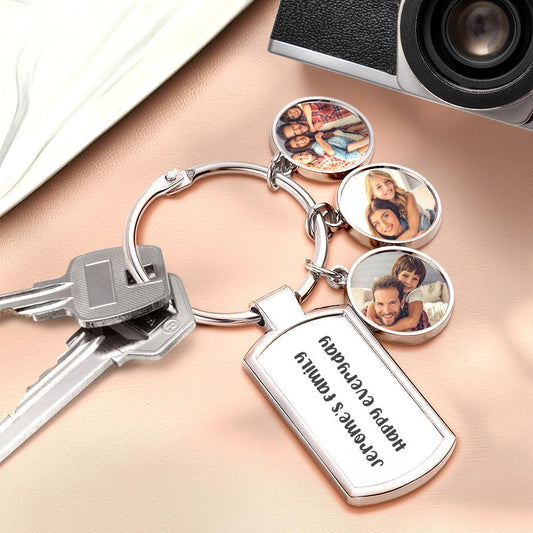 Heartfelt Memories Keychain - Personalized Photo Message Metal Keychain Gift for Loved Ones - Unique Memento