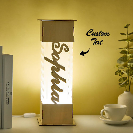 Luminary Legends - Personalized LED Lamp with Custom Name on Wooden Acrylic Night Light for Unique Birthday Gift - Unique Memento