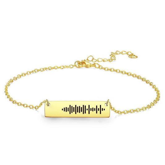 Melody in Motion: Custom Scannable Code Music Engraved Bar Anklet - Personalized Jewelry Gift - Unique Memento