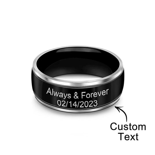 Timeless Treasures - Personalized Titanium Steel Engraved Handwriting Ring for Anniversary, Birthday, and Valentine's Day Gifts - Unique Memento