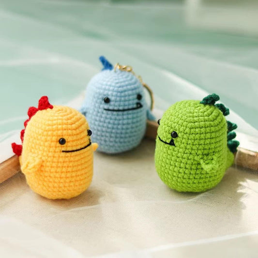 DinoCrochet - Beginner DIY Keychain Kit: Create Adorable Dinosaur Crafts for Gifts and Relaxation - Unique Memento