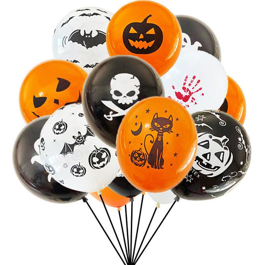 HalloweenBoo Balloons - 100 Pcs 12'' Latex Halloween Party Decorations with Spooky Prints for Ceiling, Wall, Table Centerpieces & Balloon Arches - Unique Memento