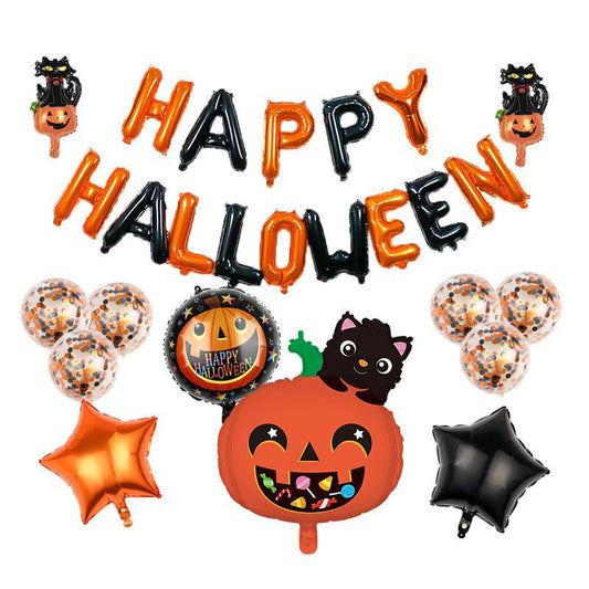 Spooky Soiree Essentials - Halloween Party Decorations Balloon Kits with Happy Halloween Banner for Festive Theme Celebrations - Unique Memento