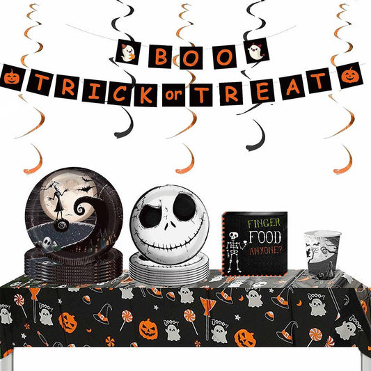 Spooky Soiree Essentials - 117pcs Halloween Disposable Tableware Kit for Themed Parties, Baby Showers & More - Unique Memento