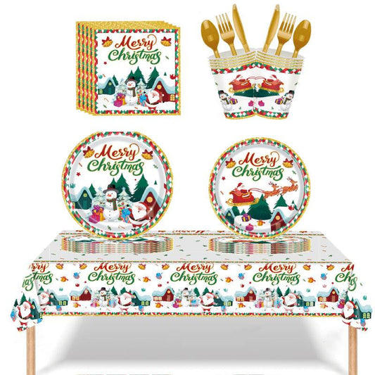 Festive Feast - 117pc Christmas Disposable Dinnerware Set for Holiday Parties, Events & Easy Cleanup - Unique Memento