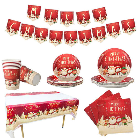 Festive Feast Set - 118pc Christmas Party Disposable Dinnerware Kit with Classic Holiday Decor for Easy Cleanup - Unique Memento