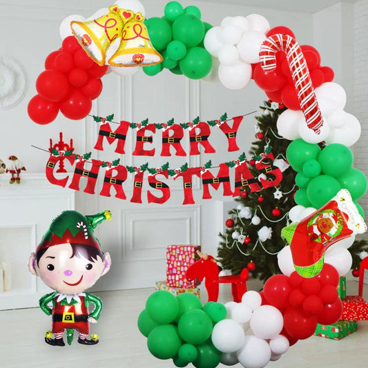 Festive Cheer Balloon Kit - Christmas Party Decoration Set with Merry Banner, Perfect for Holiday Celebrations and Backdrops - Unique Memento