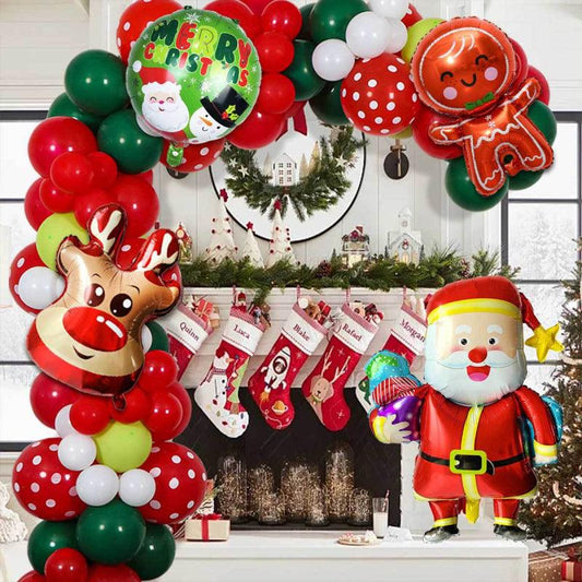 Festive Fiesta Christmas Balloons - Gingerbread Man Santa Claus Party Decorations Set for Holiday Celebrations - Unique Memento
