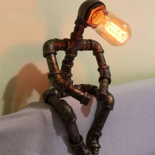 Retro Robolamp - Iron Tube Robot Creative Water Pipe Table Lamp for Bedroom Decor - Unique Memento