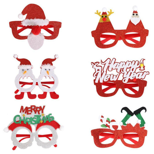 Festive Frames - 6 Pcs Christmas Glasses Frames Costume Eyeglasses Accessories for Holiday Party Supplies and Decoration - Unique Memento