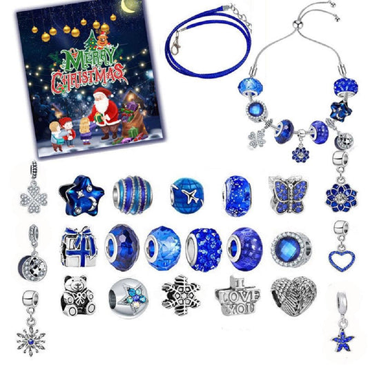 Festive Charm Jewelry Calendar - DIY Christmas Countdown Advent Calendar with Unique Bracelet and Necklace Charms Gift Set - Unique Memento