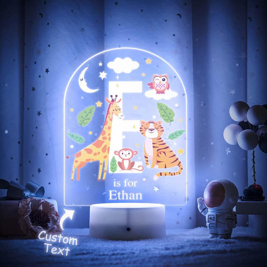 Dreamlight Animal Alphabet - Personalized LED Color-Changing Night Light for Baby Nursery Decor - Unique Memento