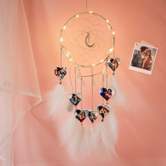 Heart's Desire - Personalized Heart Photo Feather Dream Catcher for Wall Room Decor - Unique Memento