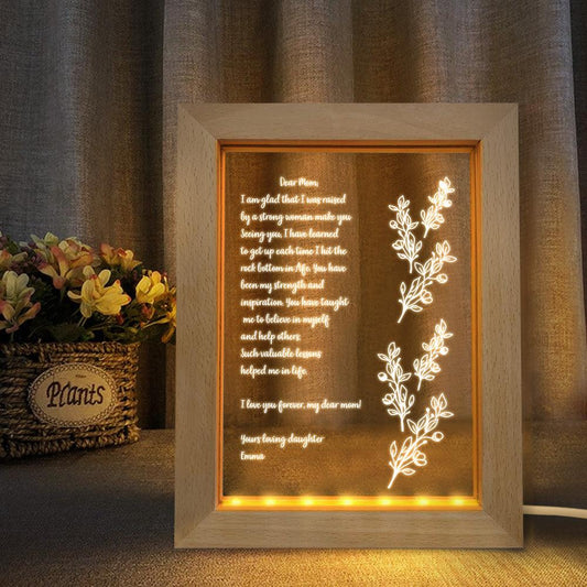 LoveLetterLamp - Personalized Handwritten Letter Night Light Custom Wooden Frame Lamp Perfect Mother's Day Gift Idea - Unique Memento