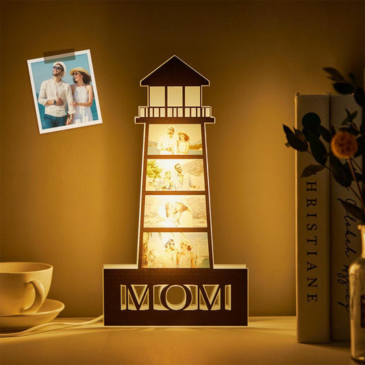 Luminary Lighthouse - Personalized Photo LED Night Light Lamp for Mother's Day Gift - Unique Memento
