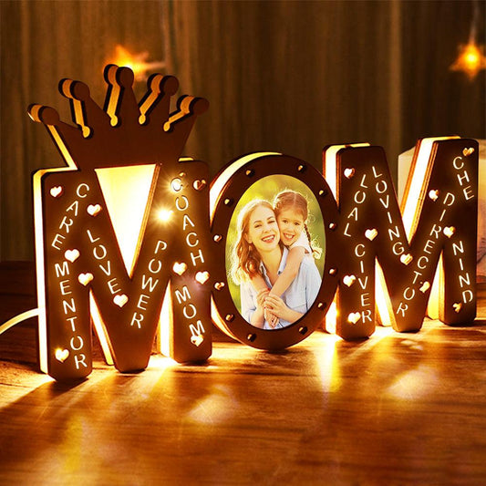 Luminous Love - Personalized Wood LED Photo Lamp for Mom, Perfect Mother's Day Gift - Unique Memento