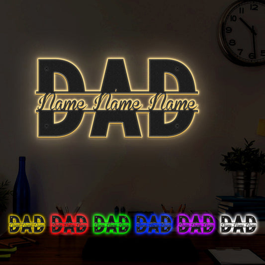 Luminos - Personalized LED Metal Sign Dad Gift: Unique Father's Day Wall Art Decor with Remote-Controlled Lights - Unique Memento