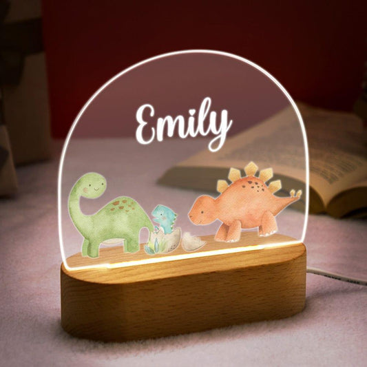 Dino Dreamlight - Personalized Baby Dinosaur Night Light with Custom Name for Nursery Room, Perfect Gift for Kids - Unique Memento