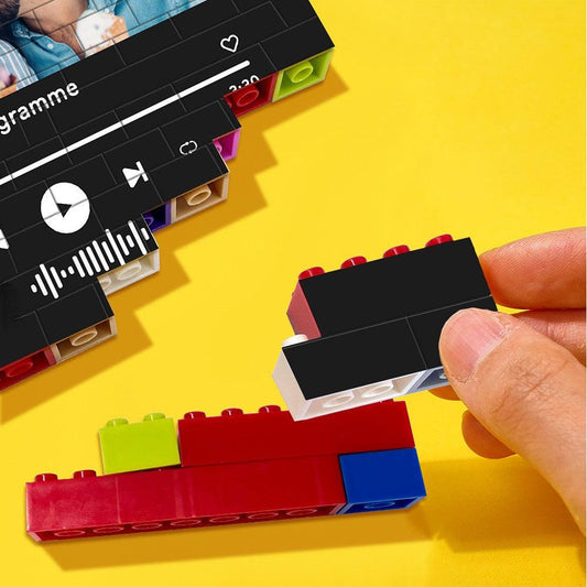 Harmony Blocks: Customizable Music Code & Photo Building Brick - Colorful, Interactive Memory Display - Unique Memento