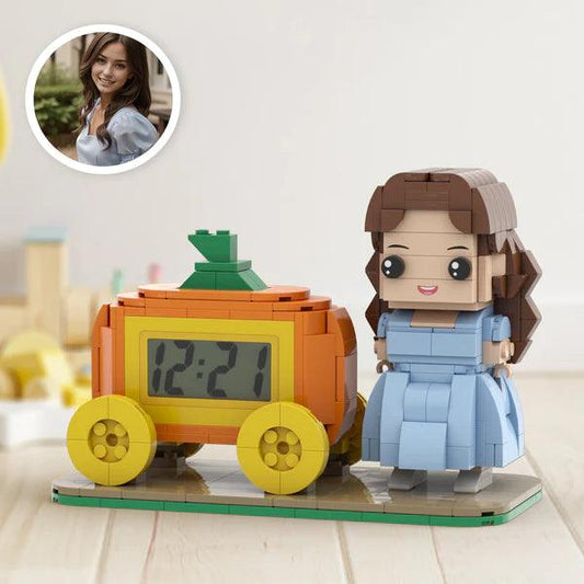 Brick Figure Clock - Personalized Xmas Gift with Custom Minifigures and Pumpkin Design - Unique Memento