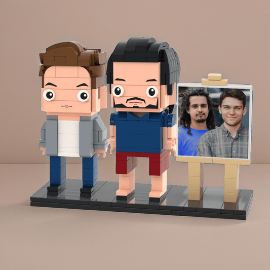Brick Buddies - Personalized 2-Person Photo Frame with Custom LEGO-Style Minifigures - Unique Memento