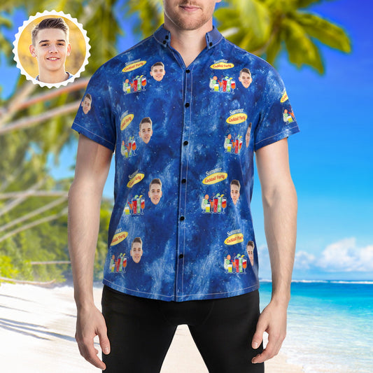 Custom Face Hawaiian Shirts - Summer Cocktail Party Wear Shirts for Men with Personalized Photo Printing - Unique Memento