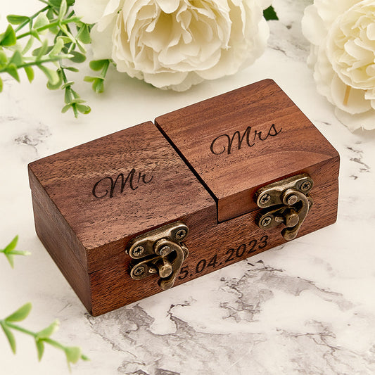 Timeless Treasure Ring Keeper - Personalized Double Ring Box for Engagements, Proposals & Cherished Memories - Unique Memento