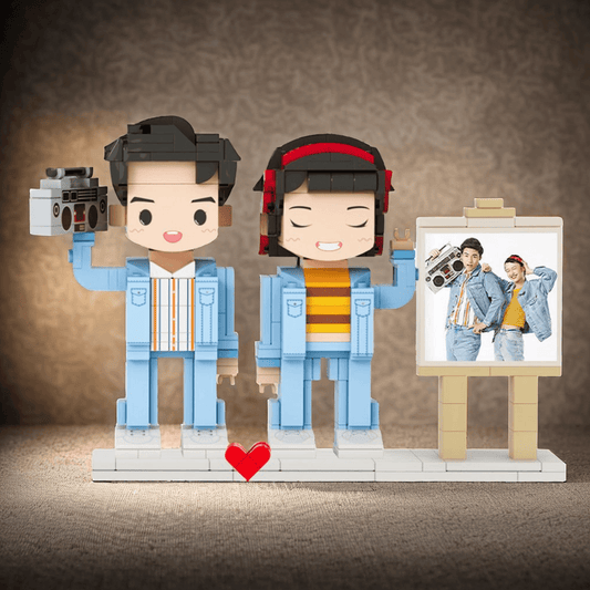 Brick Buddies - Custom Anniversary Gift Cute Brick Figures Personalized with Your Photos - Unique Memento
